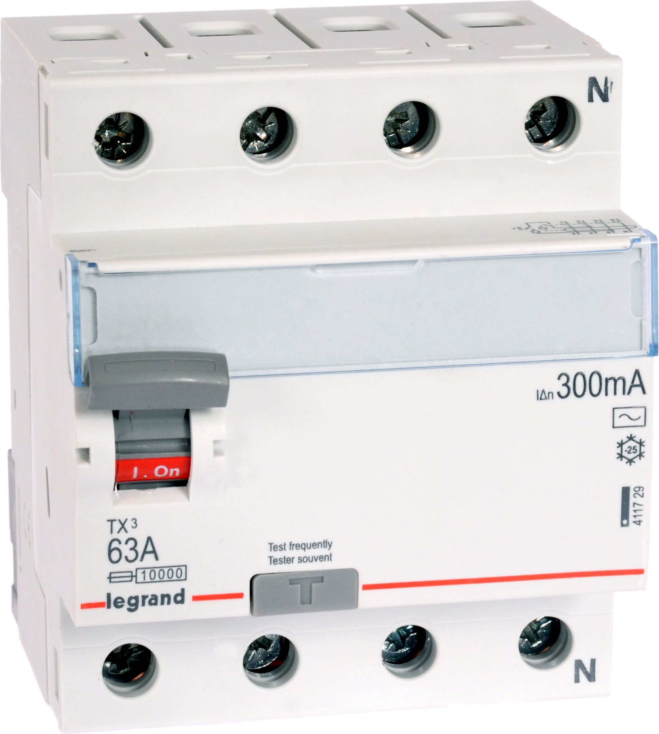 Legrand Wyłącznik różnicowoprądowy 4P 63A 0,3A typ AC P304 - 411729