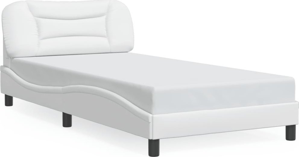 vidaXL vidaXL Rama łóżka z LED, biała, 100x200 cm, sztuczna skóra