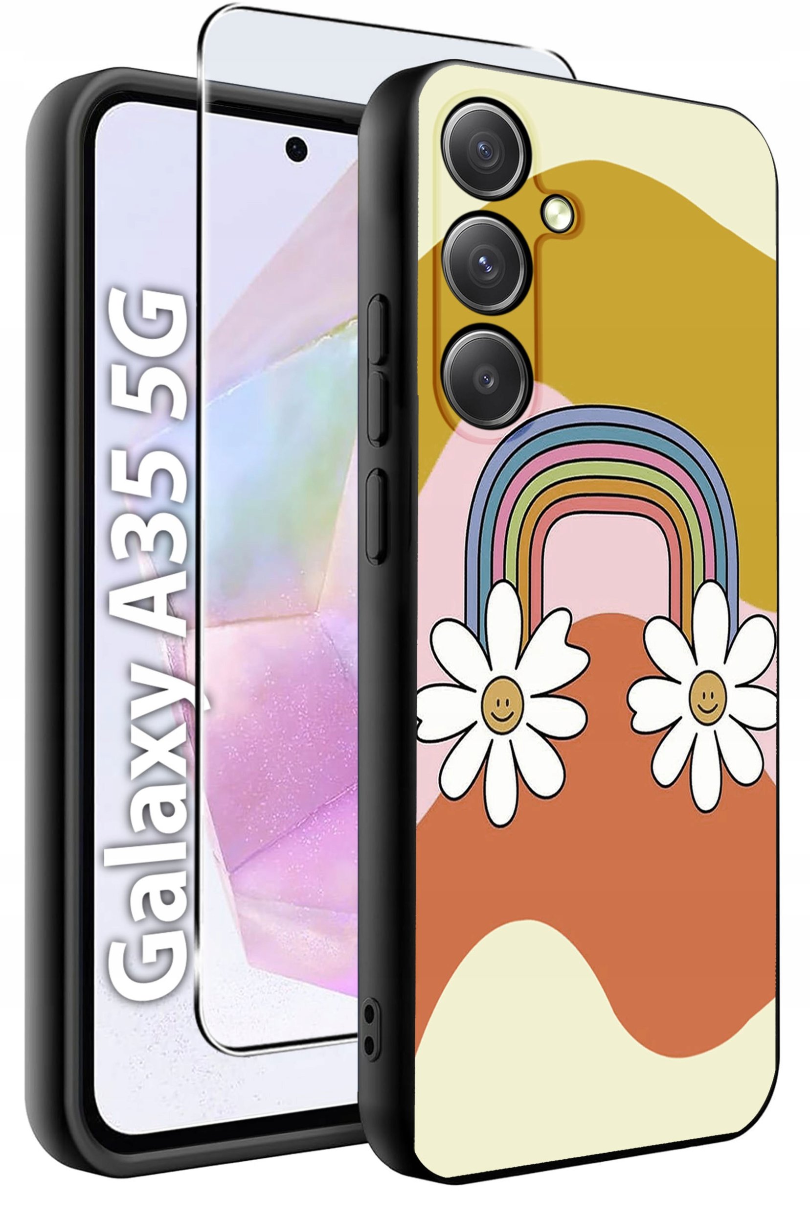 ETUI do Samsung A35 5G WZORY | SILIKONOWE MATT CASE + SZKŁO HARTOWANE 9H