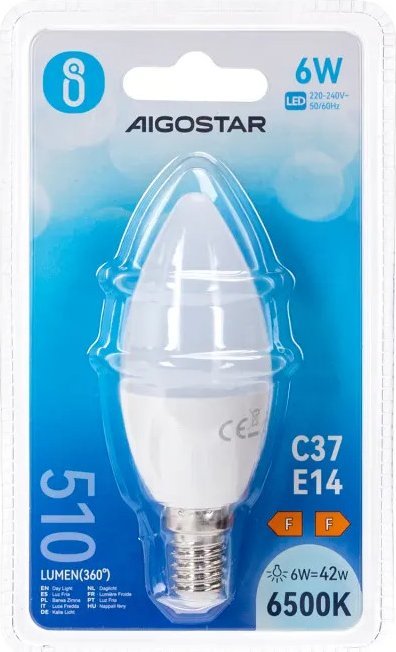 Aigostar ŻarówkaLED C37 E14 6W zimna LED C37 E14 6W