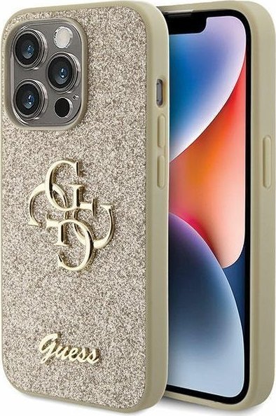 Guess GUHCP15LHG4SGD iPhone 15 Pro 6.1" złoty/gold hardcase Glitter Script Big 4G