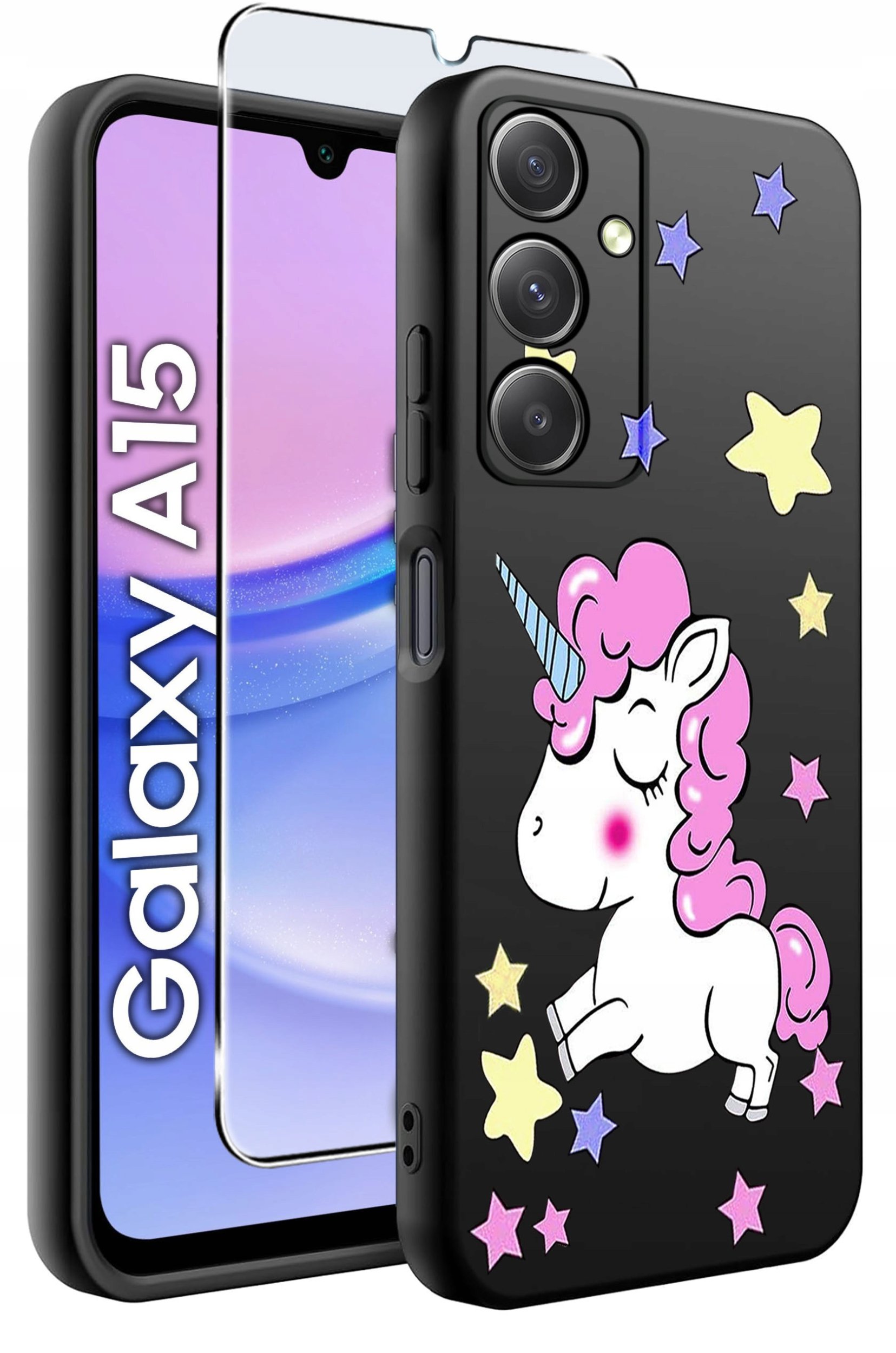 ETUI do Samsung A15 4G | 15 5G WZORY | SILIKONOWE MATT CASE + SZKŁO 9H