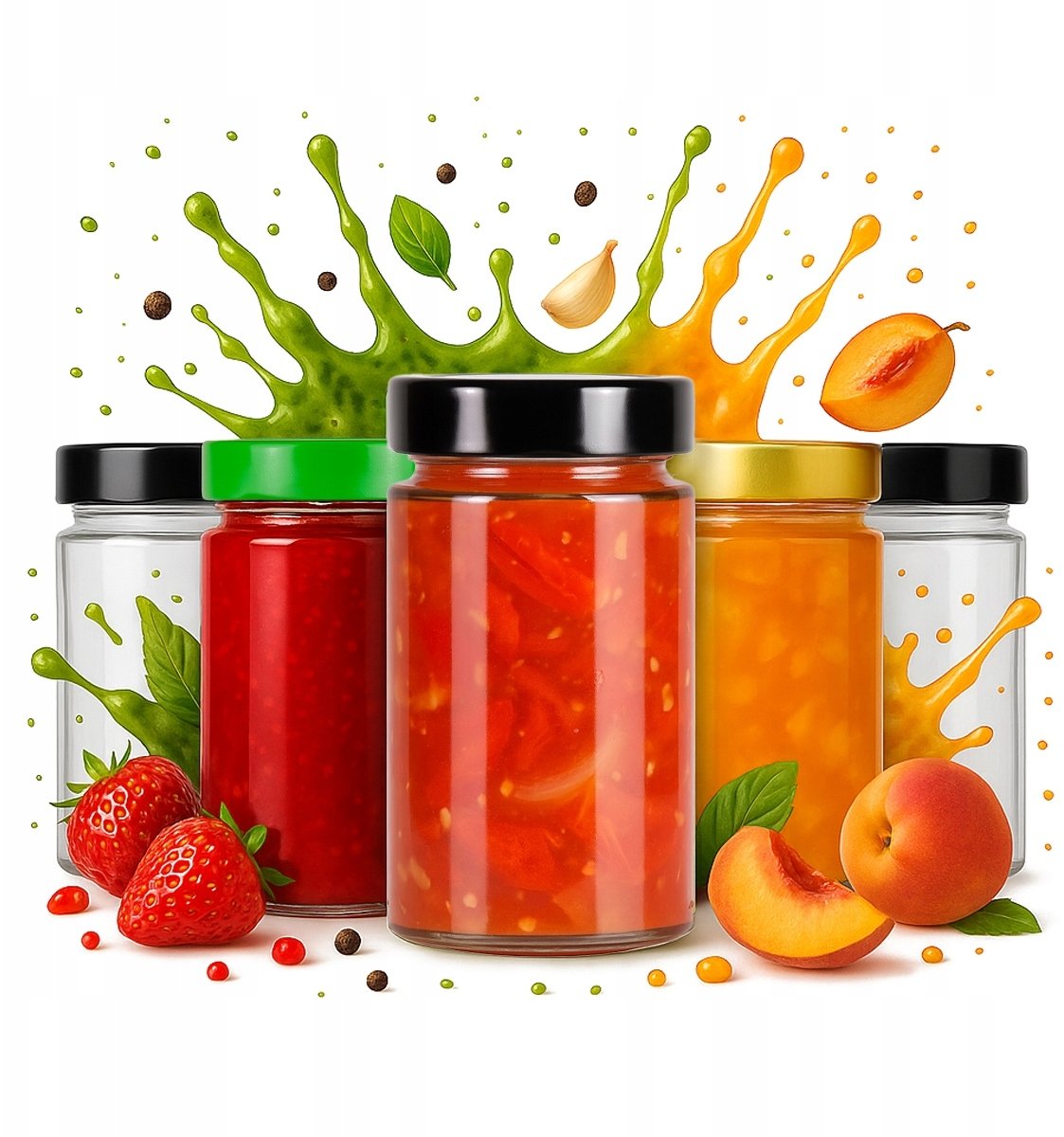 5x Słoik Szklany ARIA 245ML na Dżem Miód Syrop Konfitury Przetwory Domowe