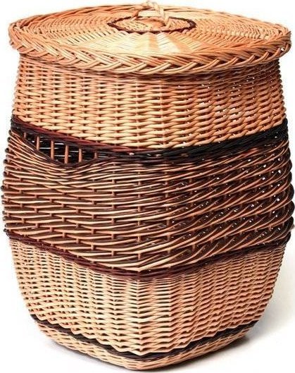 Kosz na pranie WickerPL wiklinowy kosz na bieliznę kosz do łazienki z pokrywą kufer 40x40 H53 cm