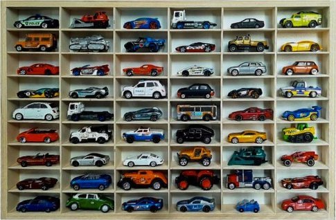 Kruzzel Półka drewniana na auta resoraki samochodziki Hot wheels Przegrody x54