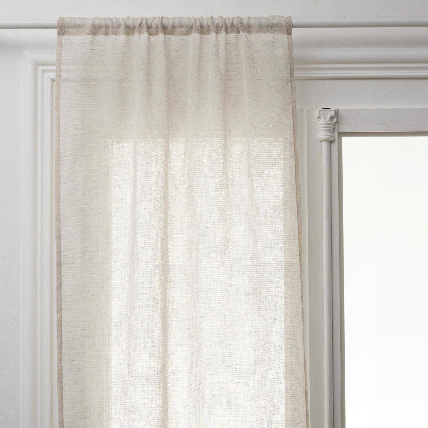 Atmosphera Firanki do kuchni krótkie, efekt lnu, 100% poliester, 2 sztuki, 60 x 120 cm