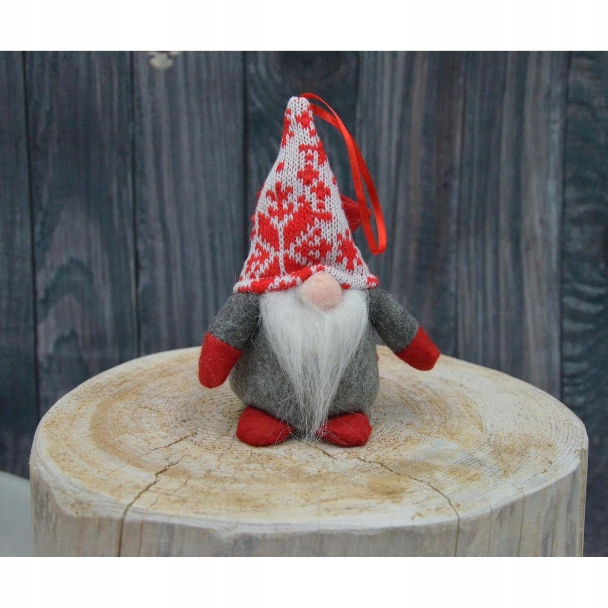 MIKOŁAJEK DEKORACYJNY Z WORKIEM NA PREZENT 15CM SZARY