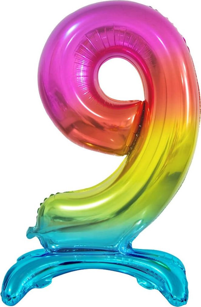 GoDan Balon foliowy cyfra 9 tęczowa - 74 cm uniwersalny