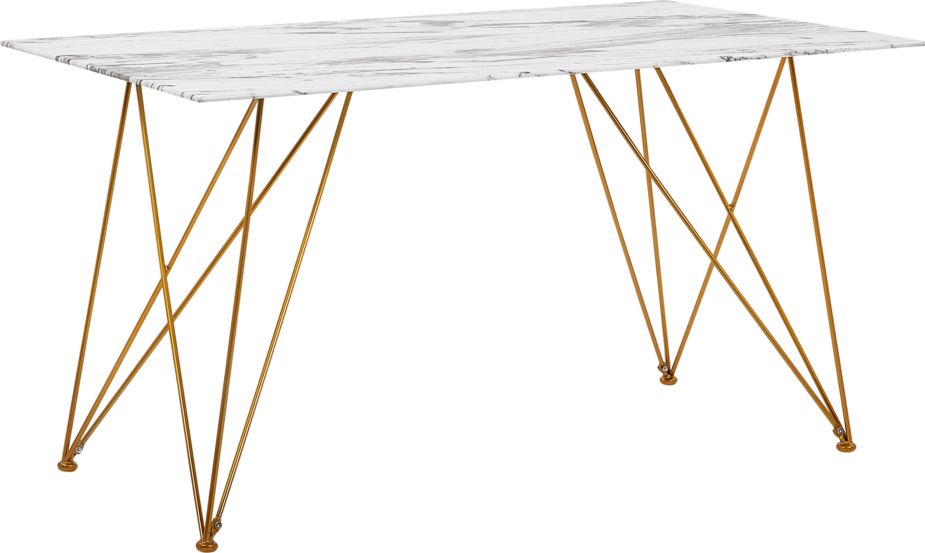 Beliani Stół do jadalni 140 x 80 cm efekt marmuru biało-złoty KENTON