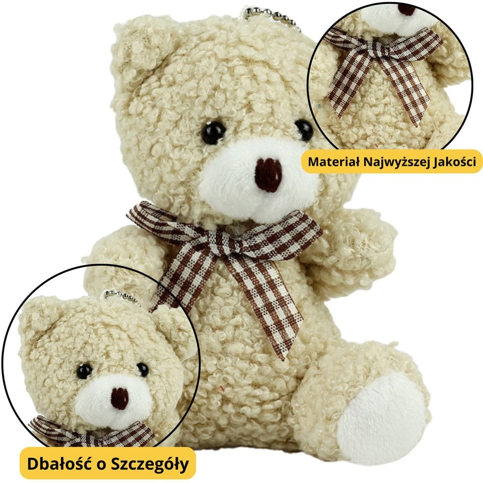 Miś Pluszowy Brelok Zawieszka Ozdoba Beżowy 8cm