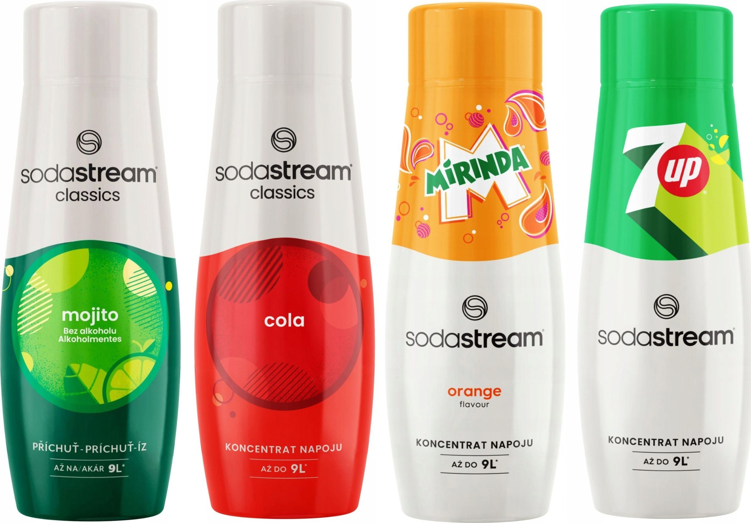 SODASTREAM Cola + Mirinda + 7Up + Mojito syropy do saturatora 4 szt.