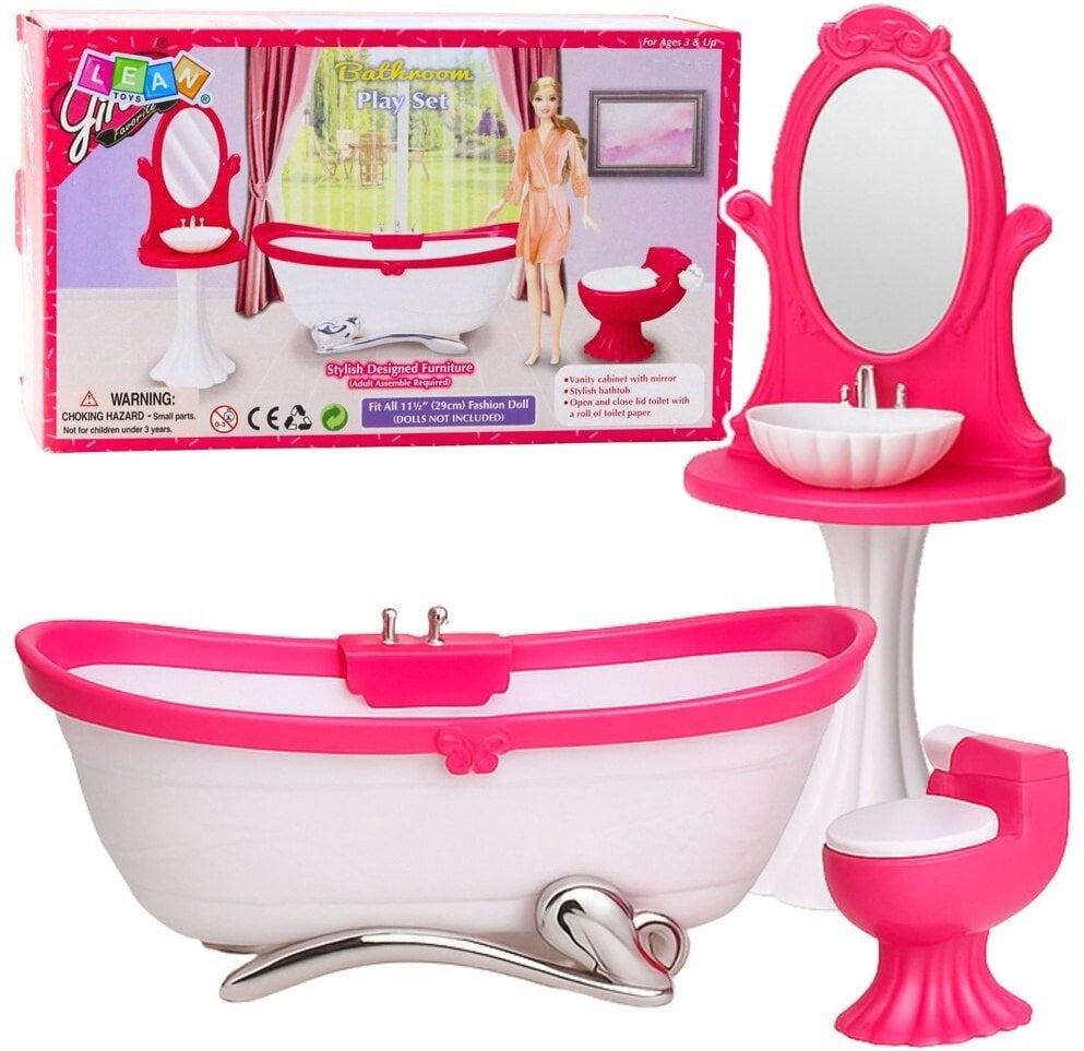Zestaw Łazienkowy Dla Lalek Wanna Toaleta Umywalka Z Lustrem