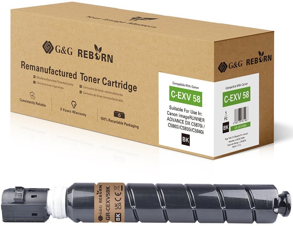 Toner G&G Reborn-Toner kompatybilny z Canon C-EXV58 (3763C002) BK