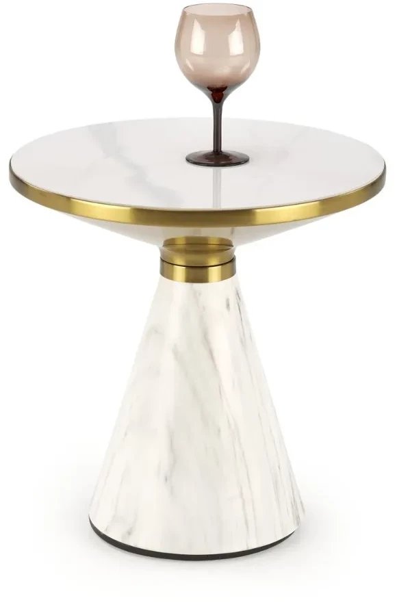 Stolik kawowy TALBI 50x50 biały marmur/złoty HALMAR