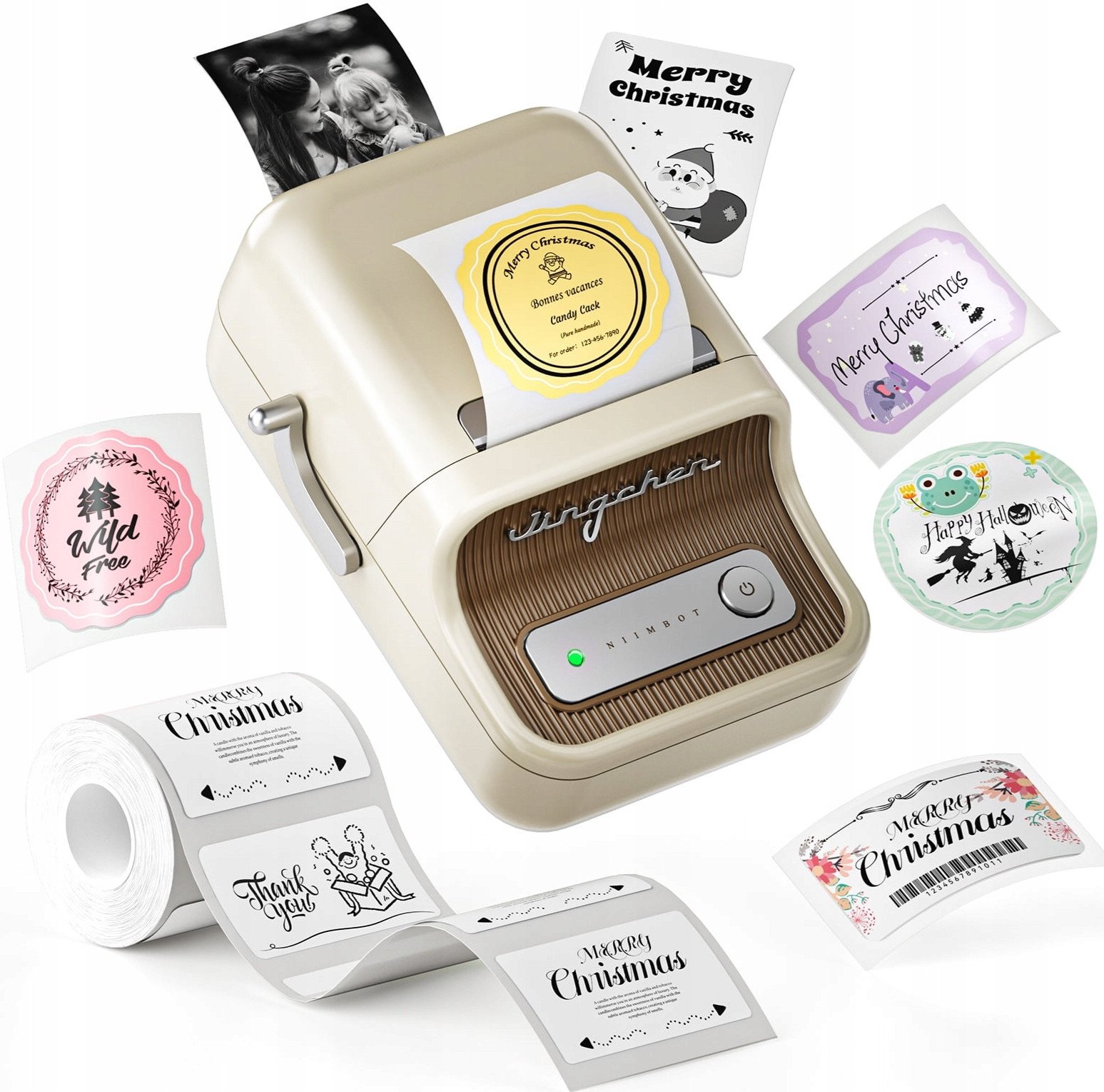 NIIMBOT Drukarka Termiczna NAKLEJKI Bluetooth B21 PRO KREMOWA 300dpi