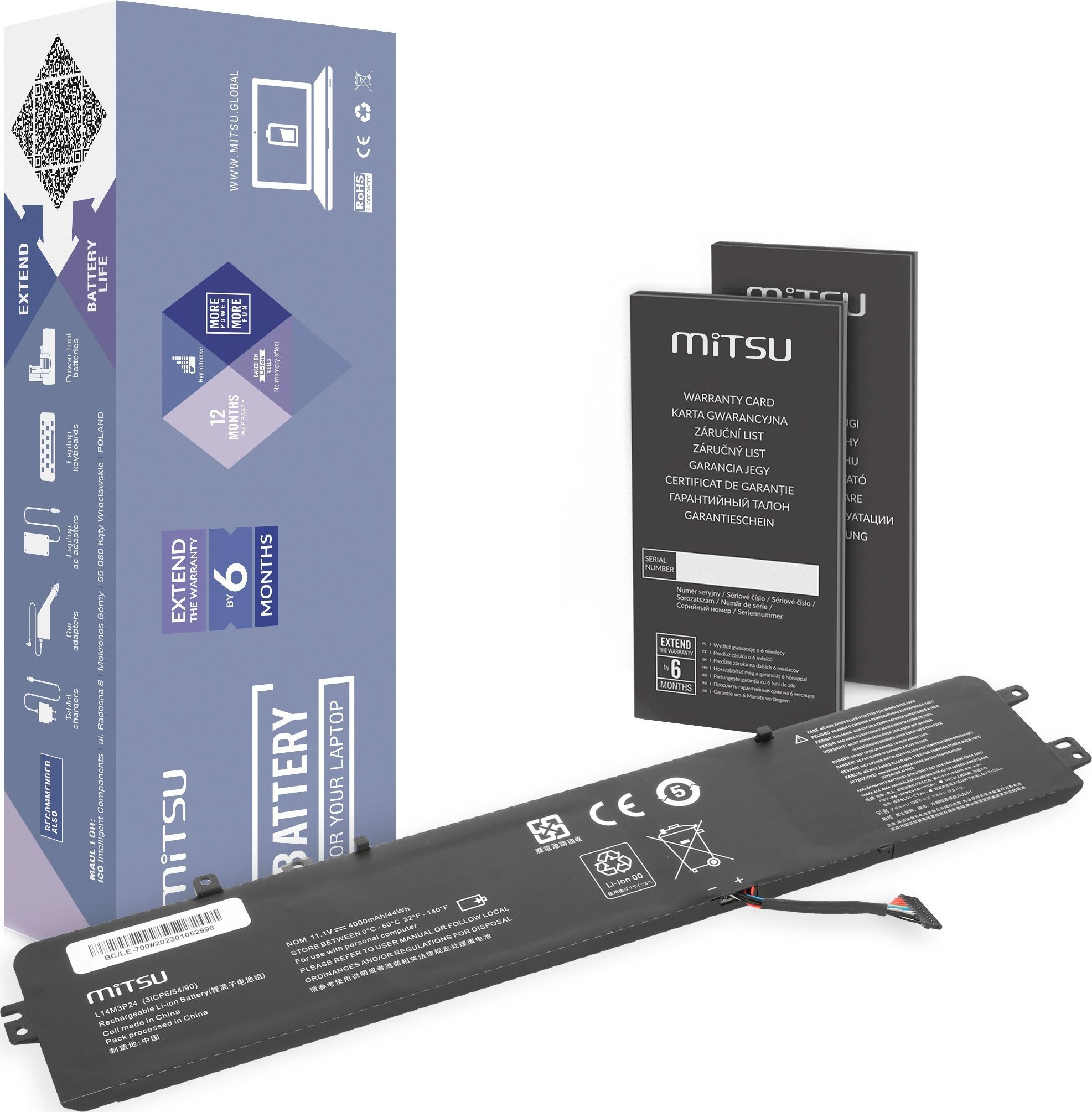 Bateria Movano Bateria L14M3P24 L14S3P24 do Lenovo 700-15ISK