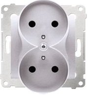 Kontakt-Simon Gniazdo SIMON54 podwójne z/u 16A IP20 z przesłoną srebne - DGZ2MZ.01/43
