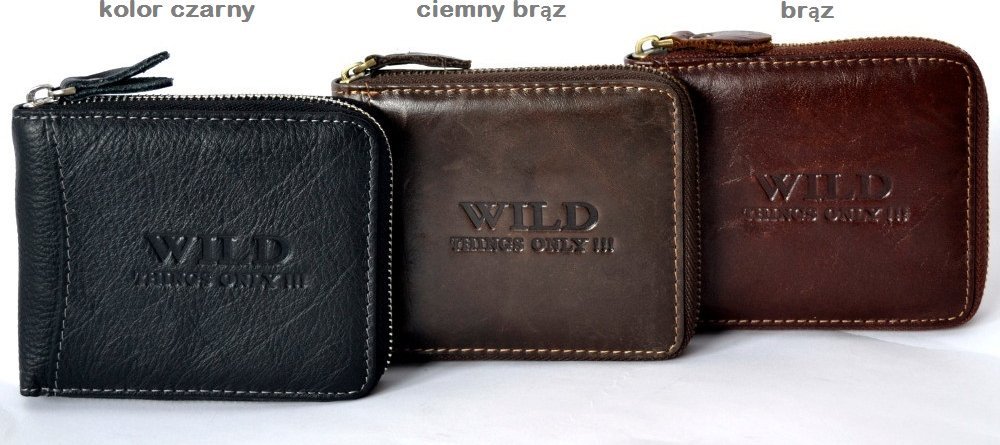 Wild WILD skórzany portfel na suwak 702