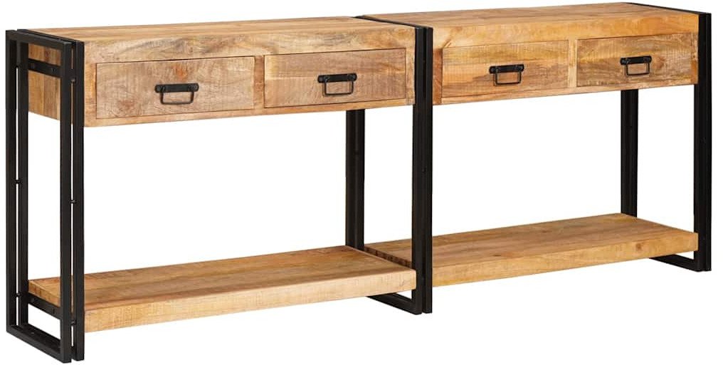 vidaXL Konsola 2 pcs Brązowy 200 x 33 x 75 cm Lite surowe drewno mango