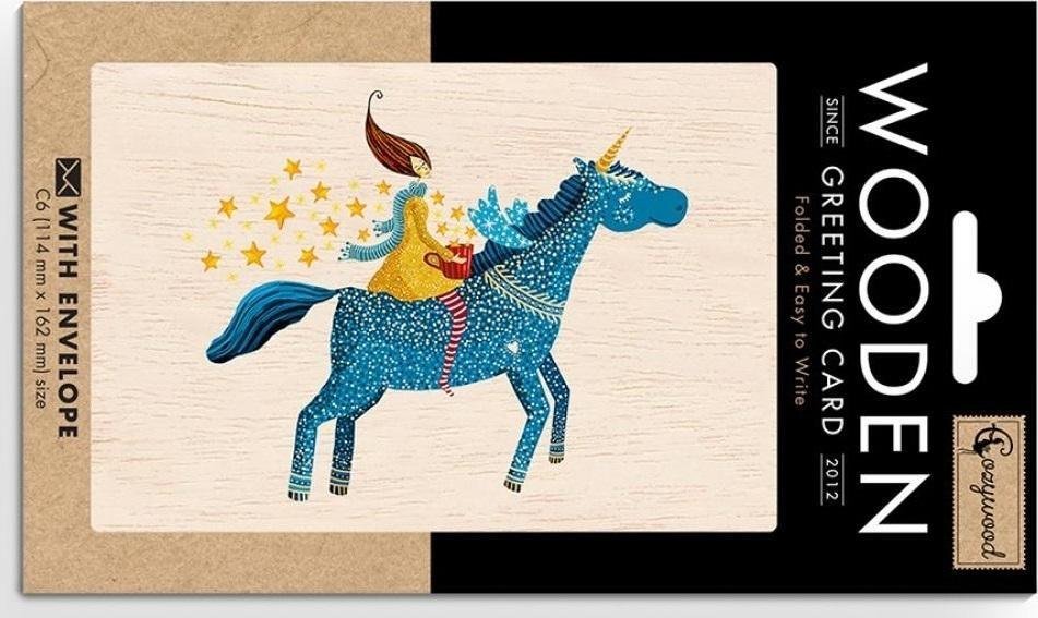 Karnet drewniany C6 + koperta Jednorożec EDUKAMP