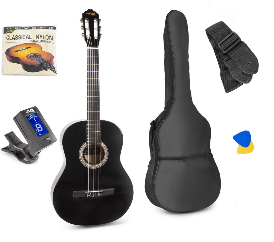 Zestaw: Gitara klasyczna 39'' SoloArt Max czarna+ akcesoria one size