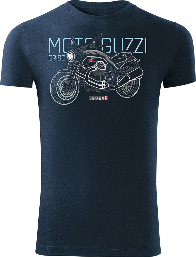 Topslang Koszulka motocyklowa z motocyklem Moto Guzzi Griso męska granatowa SLIM XXL