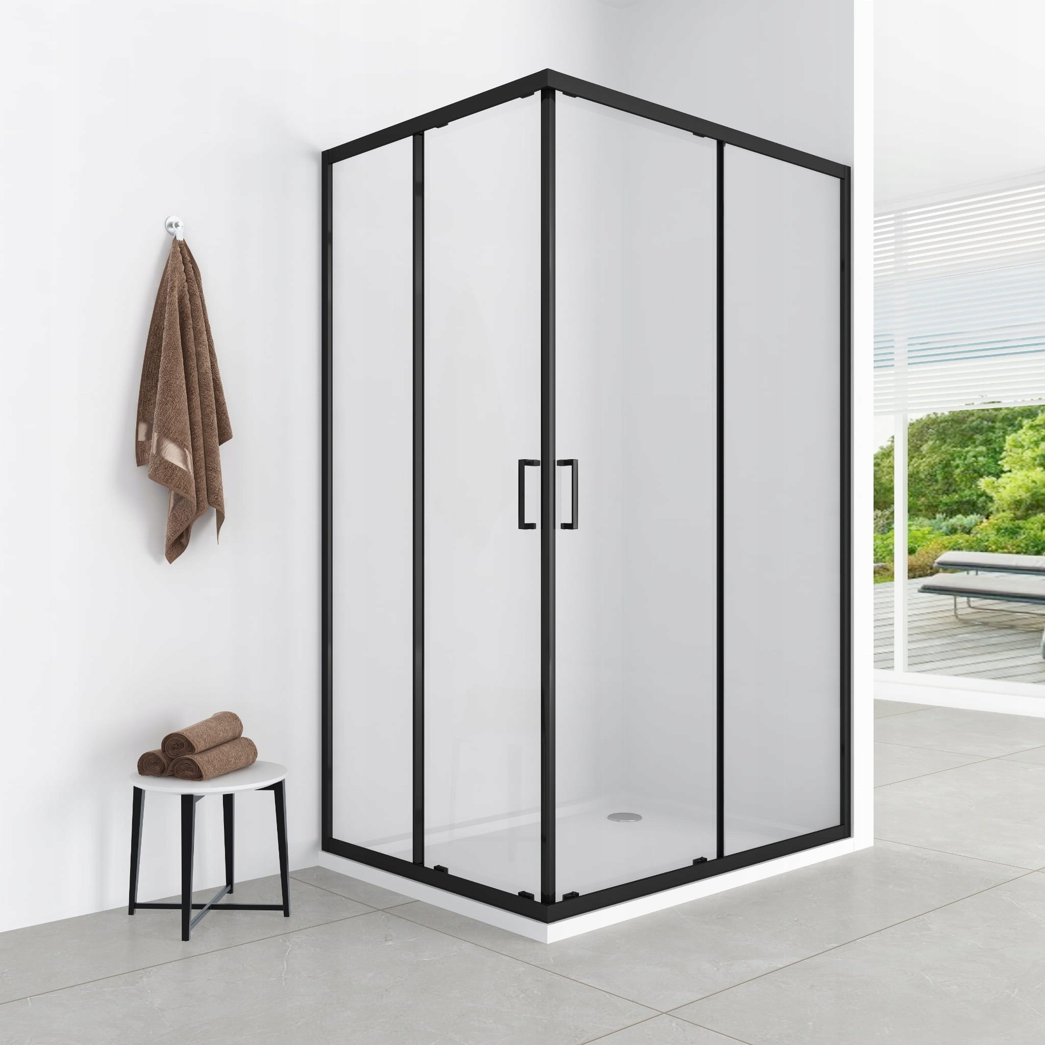 AQ.101-501119 / AQUAFORM / AZUL / KABINA PROSTOKĄTNA 100X80/185 BLACK MATT, SZKŁO CZYSTE 5MM EASY CLEAN /