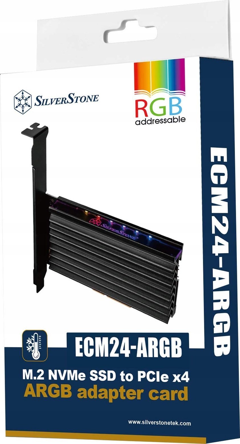 SilverStone SilverStone SST-ECM24-ARGB - PCI-E Gen4 Erweiterungskarte zu M.2 (NGFF) - mit Kühler, ARGB