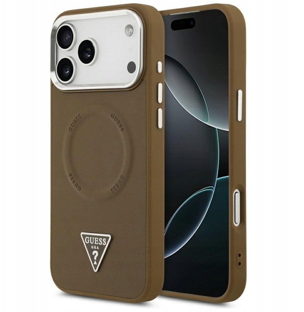Etui Guess Triangle Logo MagSafe do iPhone 17 Pro Max brązowy
