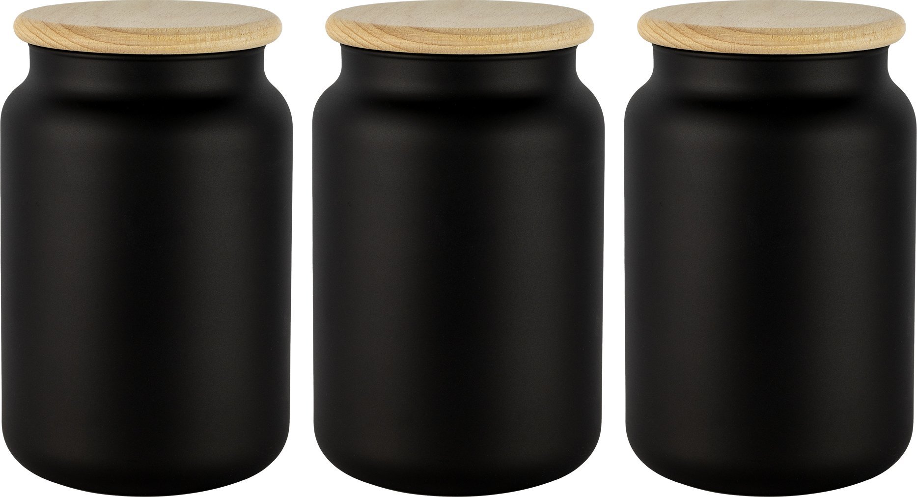 Trend Glass Pojemniki do przechowywania czarne mat 3x970 ml