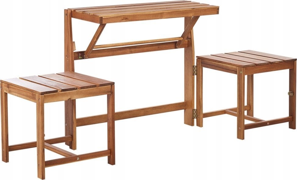 Beliani Wielofunkcyjna ławka stolik drewniana jasna TUENNO