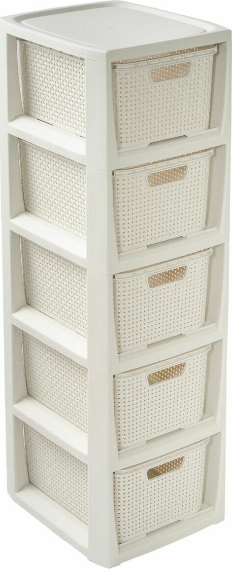 Branq Regał z 5 koszykami, biel antyczna