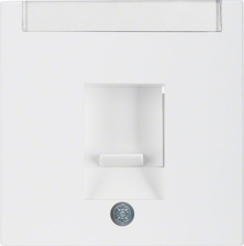 Hager Płytka czołowa pojedyncza z zasuwą chroniącą przed kurzem i polem opisowym biały (11701909)