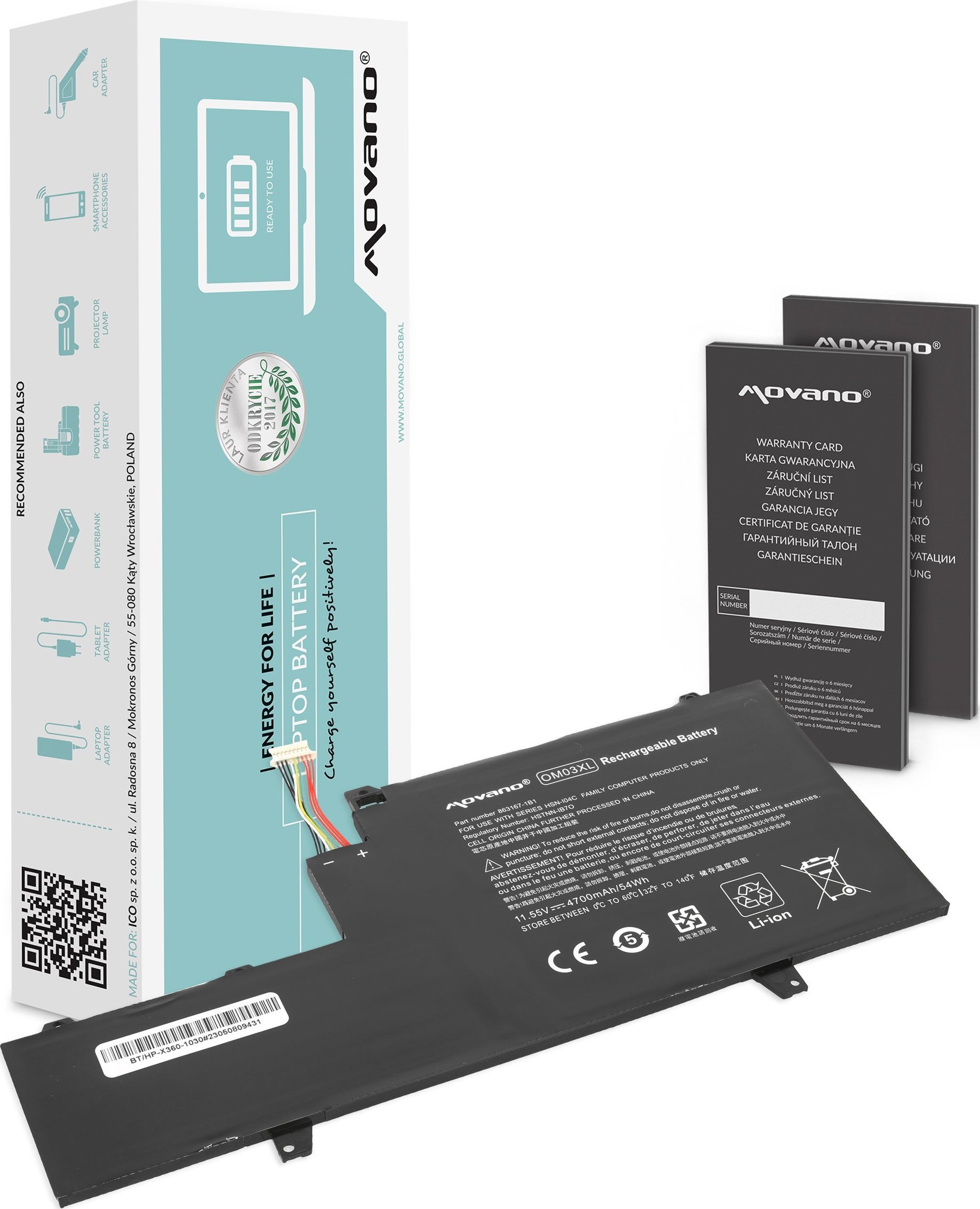 Bateria Movano Bateria do OM03XL HP EliteBook x360 1030 G2