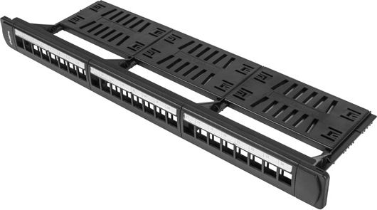 Lanberg Patch panel 1U 19" Pusty 24x slot keystone Czarny (PPKS-1124-B)