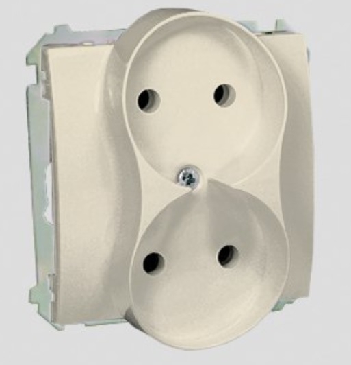 Kontakt-Simon Gniazdo podwójne Basic Moduł b/u 16A IP20 beżowe - BMG2M.01/12