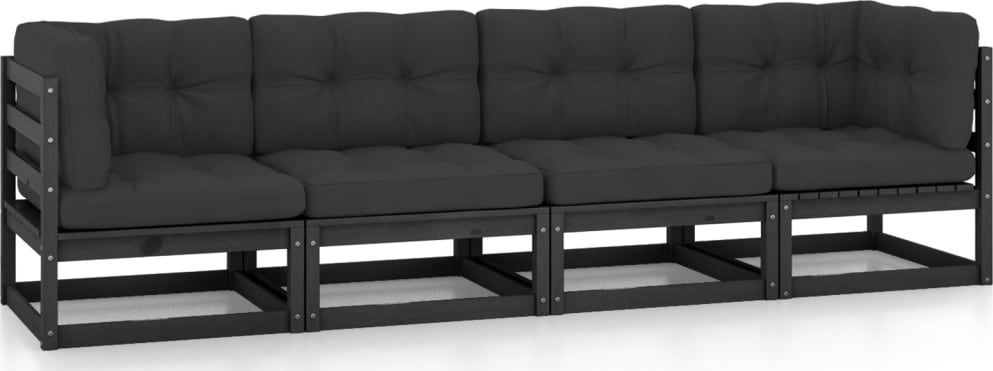 vidaXL 4-osobowa sofa ogrodowa z poduszkami, lite drewno sosnowe