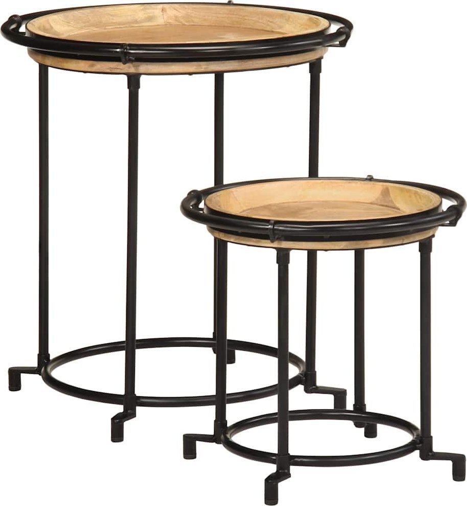 2-częściowy zestaw stolików bocznych z litego drewna mango