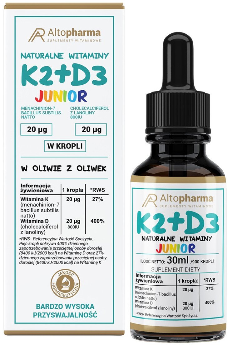 ALTOPHARMA_Junior Naturalne Witaminy K2+D3 suplement diety w kroplach 30ml