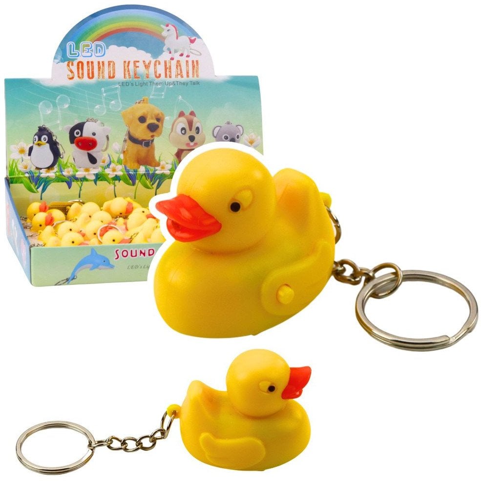 LeanToys Brelok Do Kluczy Plecaka Kaczka Latarka LED Dźwięki Żółta