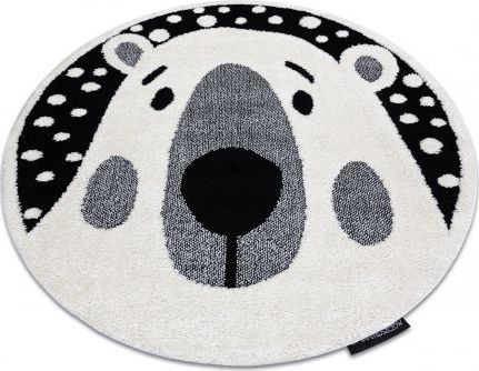 Dywany Łuszczów Dywan dziecięcy JOY Koło Teddy miś, dla dzieci - Strukturalny, dwa poziomy runa krem / czarny, koło 160 cm