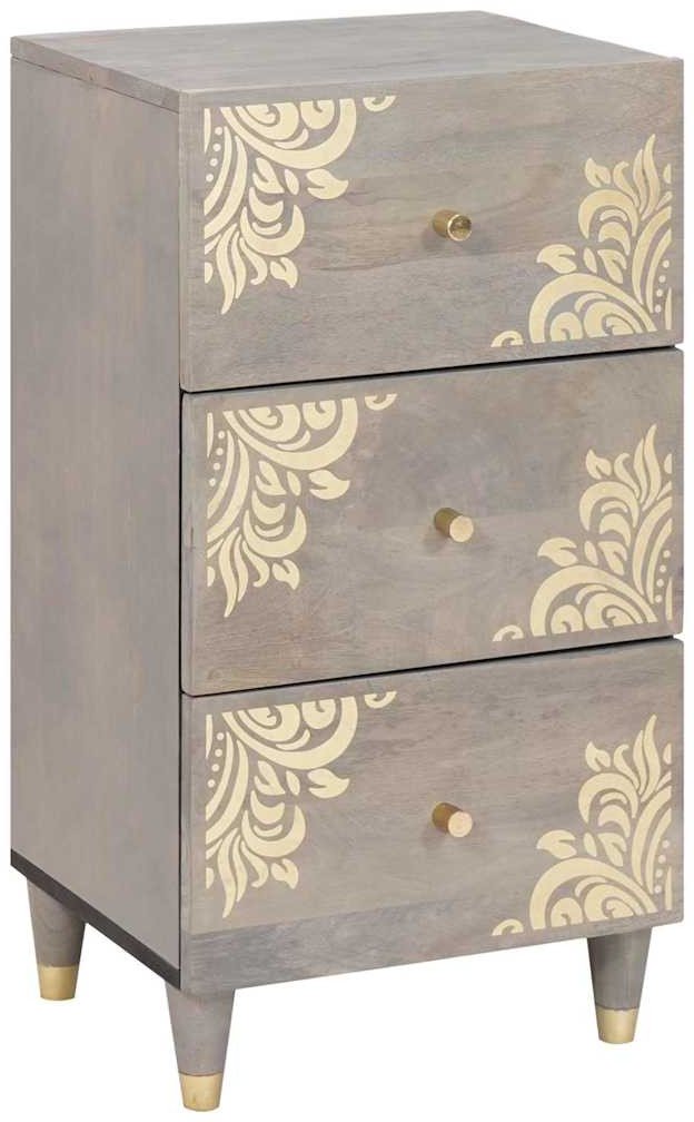 vidaXL Bufet z półką Szary i złoto 40 x 33.5 x 75 cm Lite drewno mango