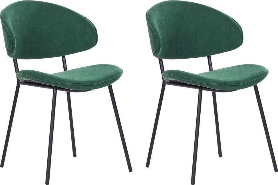 Beliani Zestaw 2 krzeseł do jadalni zielony KIANA
