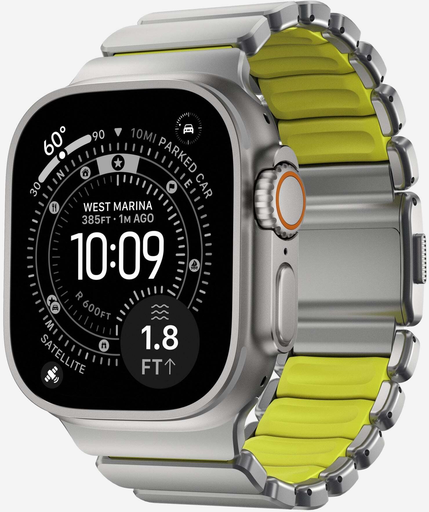 NOMAD Stratos Band - tytanowa bransoleta do Apple Watch 49mm z FKM (natural titanium, volt FKM)