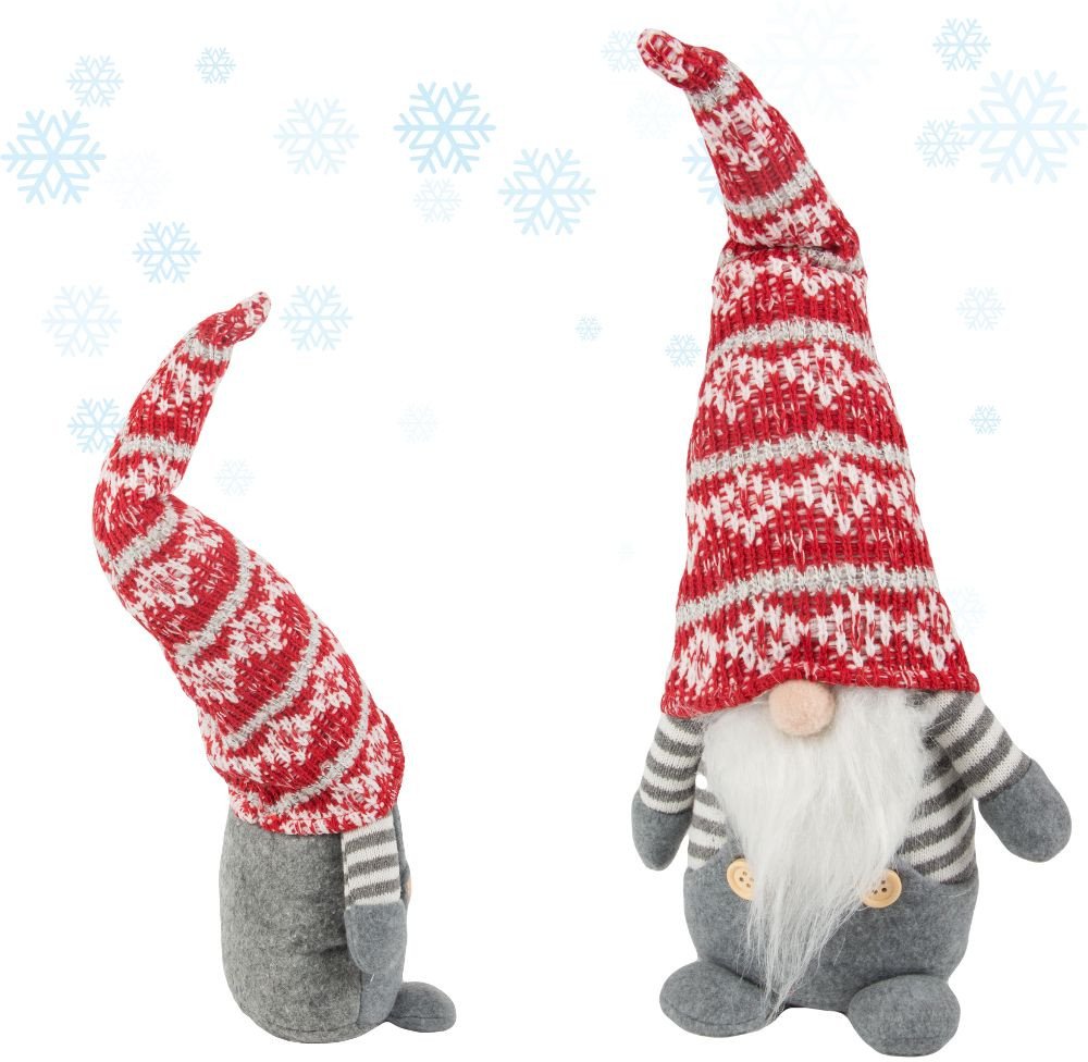 Skrzat krasnal świąteczny szary gnom z brodą pod choinkę 38cm miękki