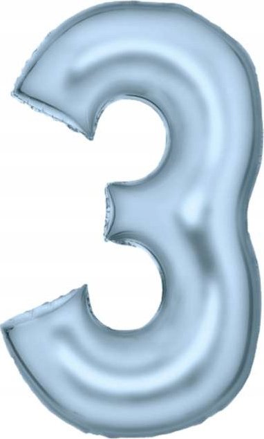 AMSCAN Balon foliowy cyfra 3 satynowy pastelowy niebieski 86cm spakowany 9917335