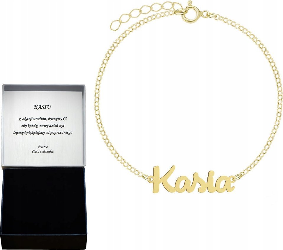 MEJK Jewellery Bransoletka Złota Imię Indywidualne 925 Prezent Biżuteria DEDYKACJA