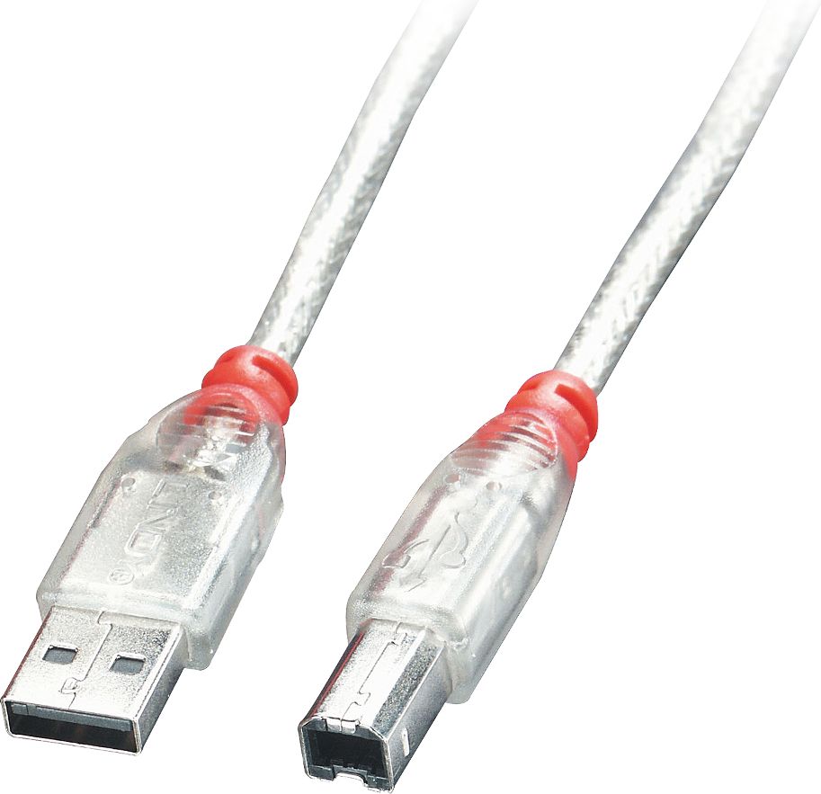 Kabel USB Lindy USB-A - USB-B 0.5 m Przezroczysty