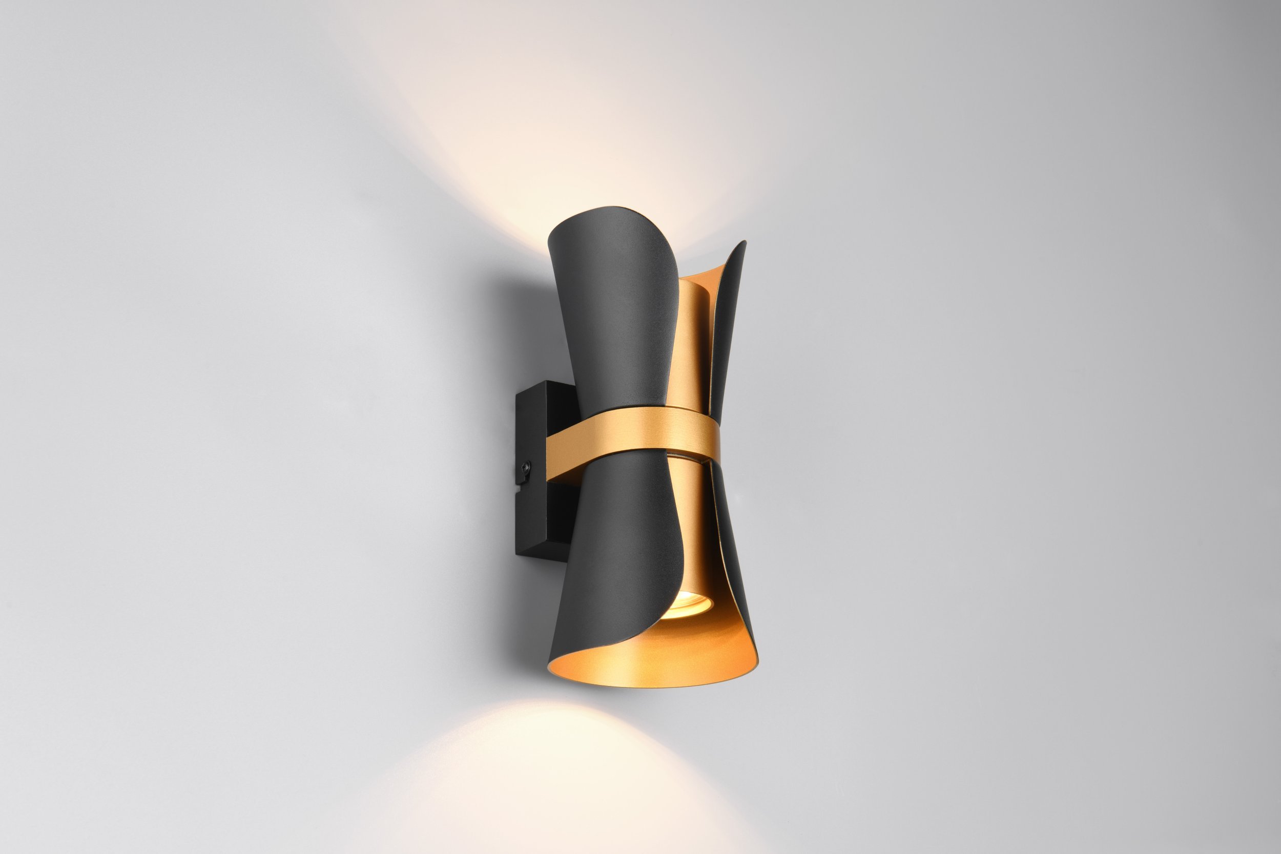 Wall lamp TRIO COAT, 2 x GU10, 22 x 10 x 12 cm, black/gold