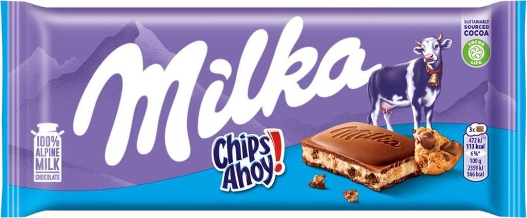 Milka Czekolada mleczna z nadzieniem mlecznym pokruszone kawałki herbatników z czekoladą 100 g